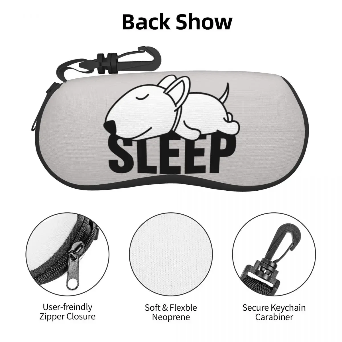 Sleeping Bull Terrier Dog Sunglasses Soft Case Neoprene Zipper Cartoon Animal Shell Eyeglass Case Protective Box For Glasses