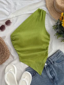 Women'S Summer Holiday Asymmetrical Neckline Tank Top, cropped top 1