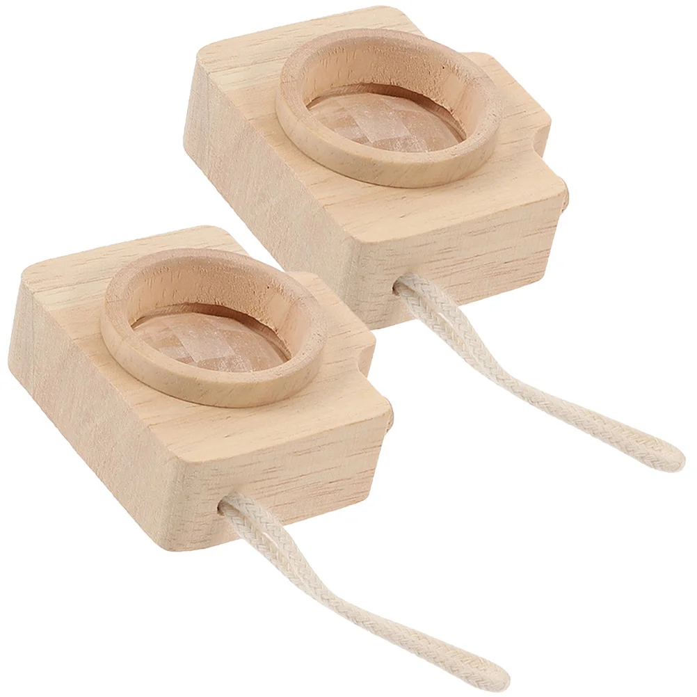 Children Wooden Camera Toy Kaleidoscope Miniature Effect Toy Camera Wood Miniature Kalidescopes Learning 2 Pcs