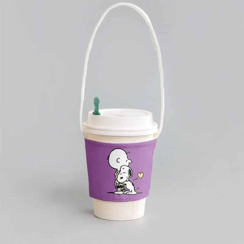 thumbnail image 1 of Funda impermeable para taza con dibujos de Snoopy y Charlie Brown, funda para taza de café portátil con asa de Anime Oxford, bolsa con correa de felpa con patrón bonito, 1 of 5