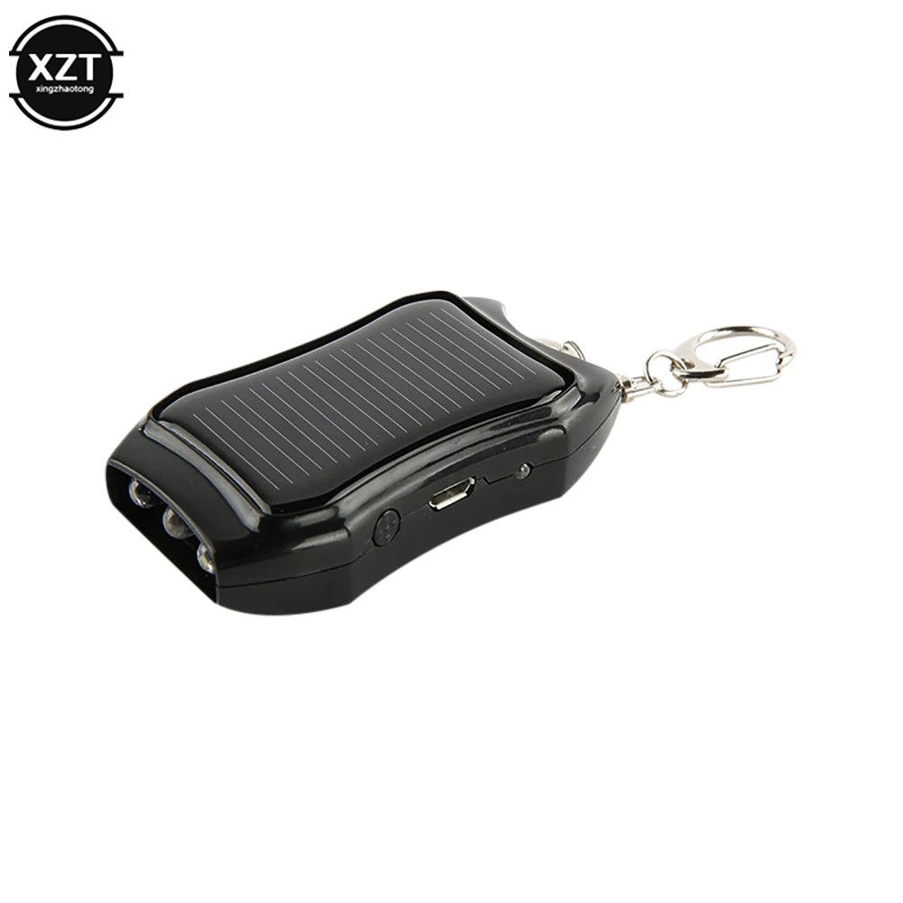 Portable Solar-Powered LED Keychain Flashlight with Rechargeable Battery