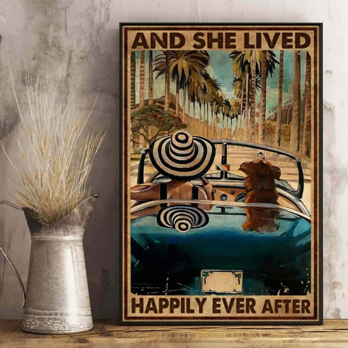 

Eeypy Metal Sign and SHE Lived Happily Ever After Sign,Dog Lover Gift IDEA, Sign