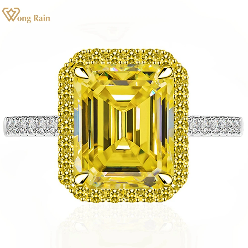

Wong Rain Classic 925 Sterling Silver 5.5CT Emerald Cut Citrine Pink Sapphire Gemstone Engagement Jewelry Wedding Women Ring