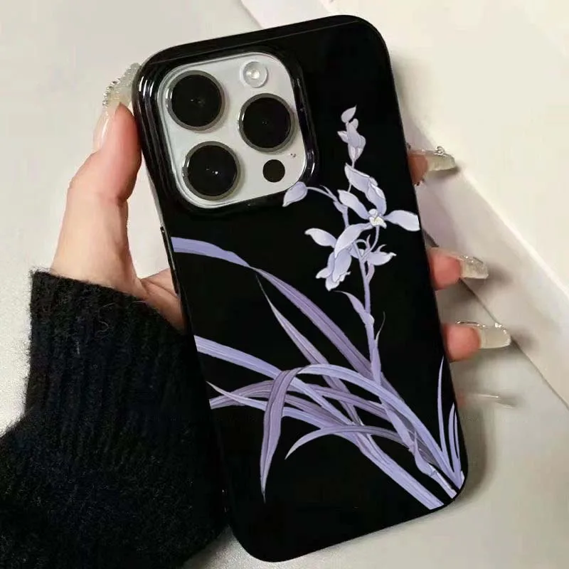 Lily Orchid Flower Print Phone Case - Shockproof Cover for iPhone 11-17 Series