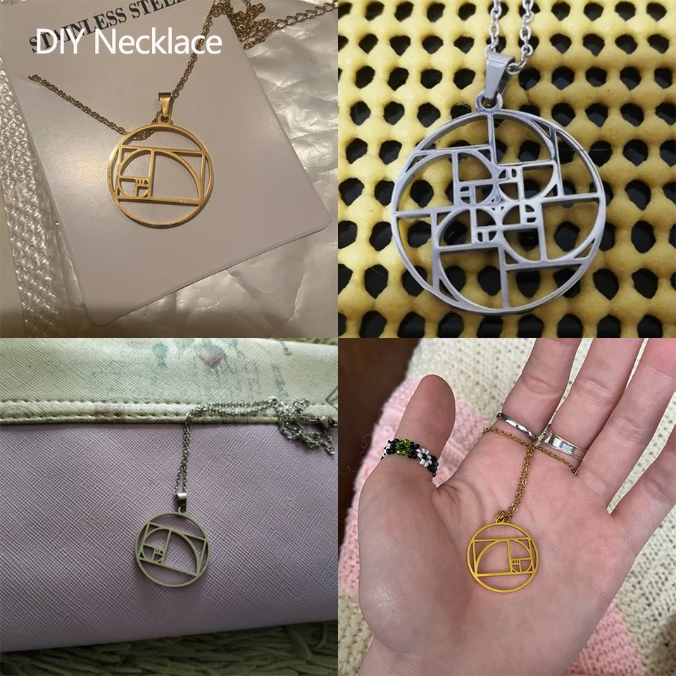 Rapporto Fibonacci Collana a spirale Ciondolo Geometria sacra Gioielli Fascino in oro argento - Italia