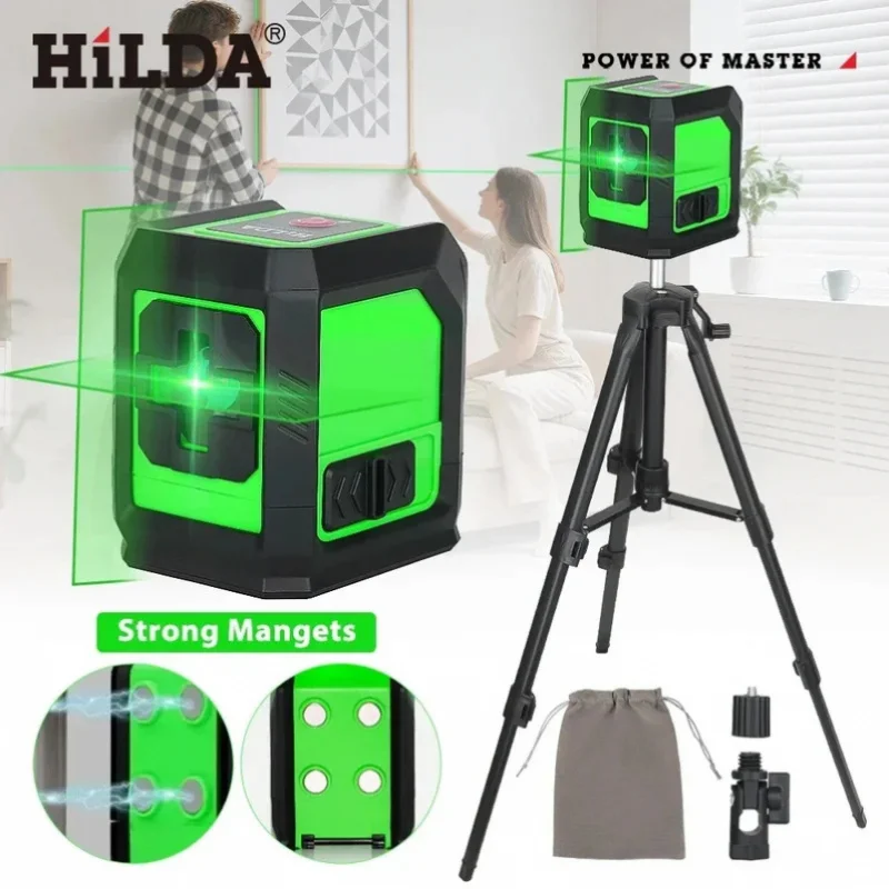 HILDA Laser Level 2-Line Green Laser Instrument With Magnet Wall Level ...