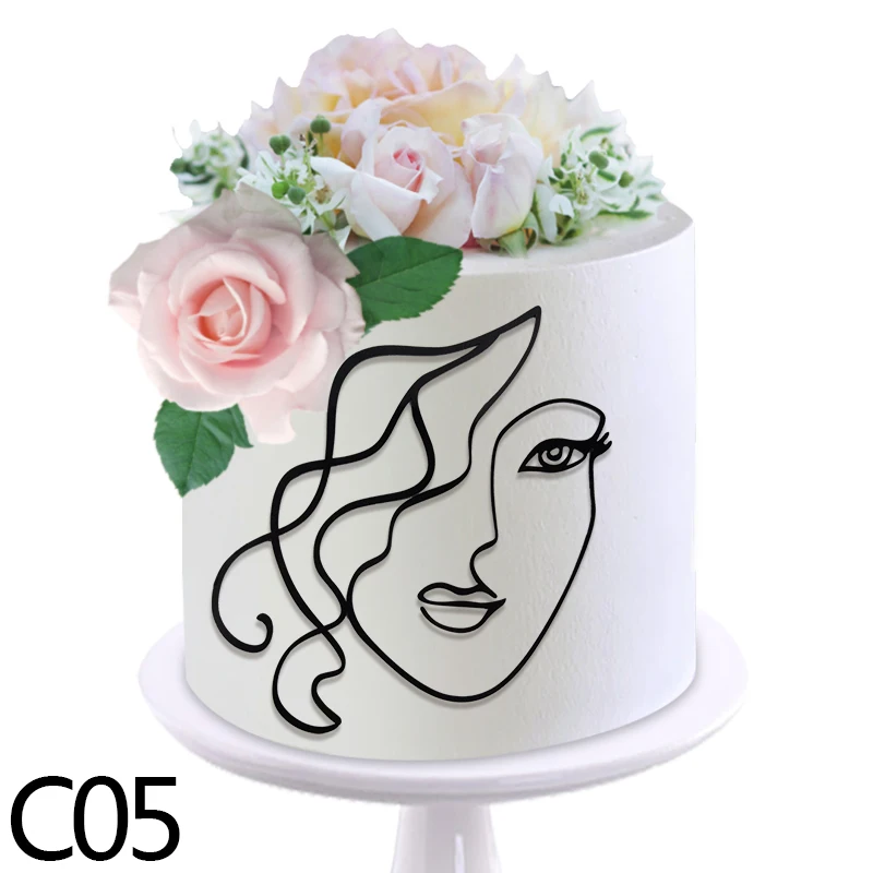 Kuchen-Topper Kuchen Dekoration Abstraktes Lady-Gesicht Minimalist