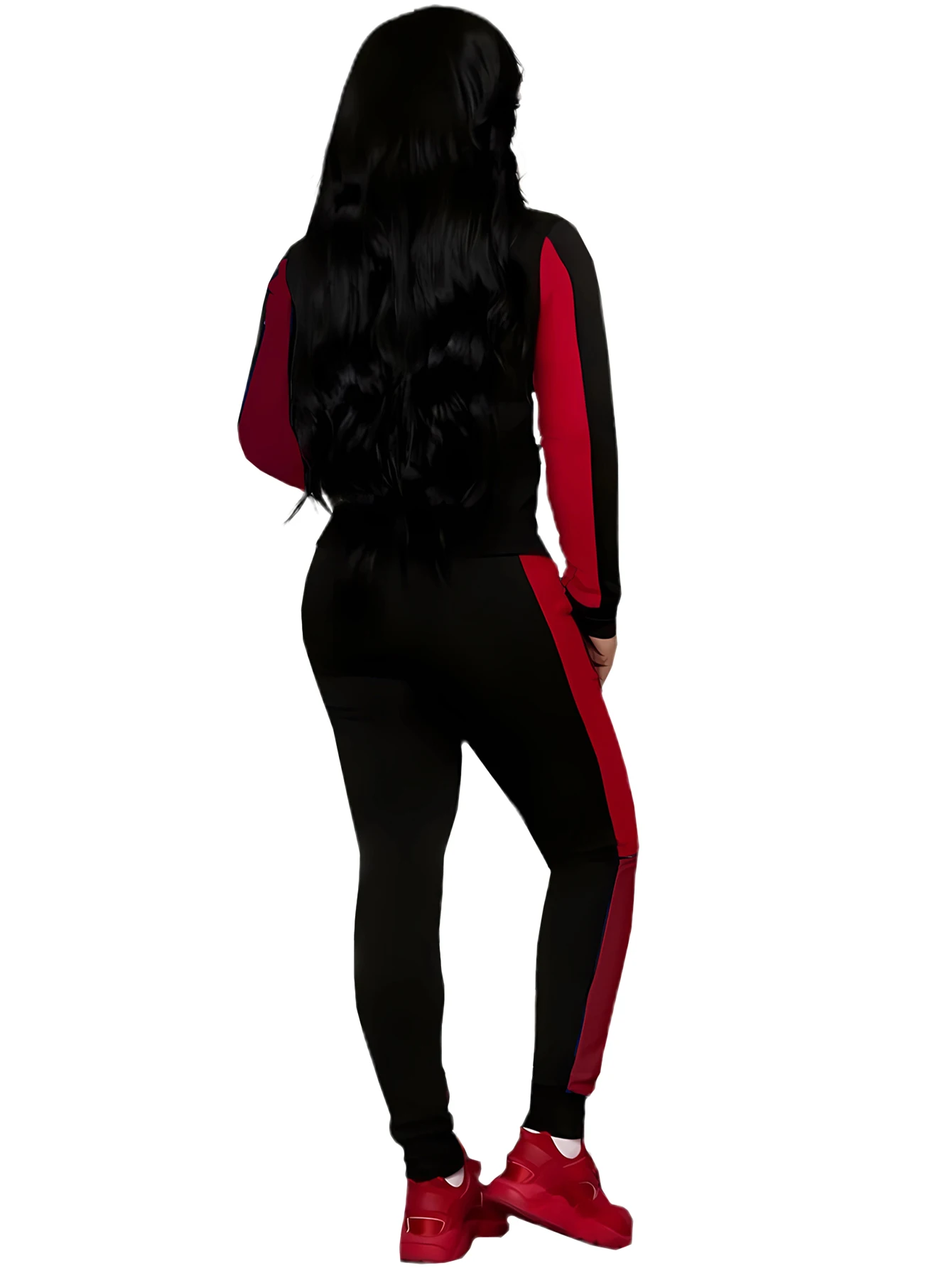 Two-piece Set Women's Colorblock Zip UpHoodie & Pocket Pants, Casual Long SleeveHooded Sweatshirt & Jogger Pants for DailyWear, 6