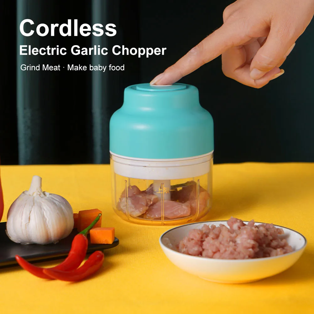 

100ml/250ml Electric Wireless Food Processor Mini Garlic Chopper USB Rechargeable for Garlic Pepper Chili Spice Kitchen Gadget