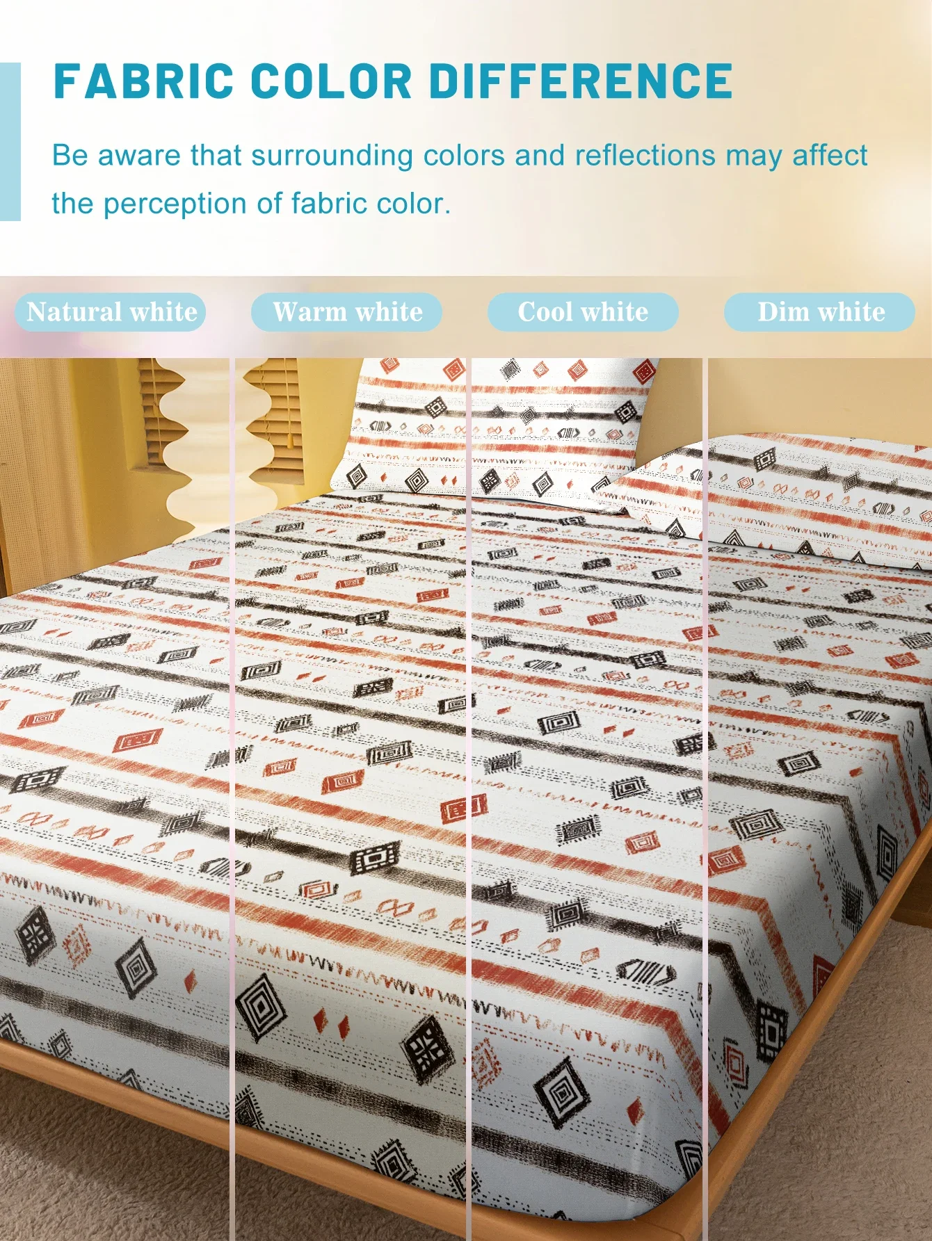 1 Simple modern Geometry printed matte Fitted Sheet, bedroom printed bed cover, bedding (excluding pillowcases) 4