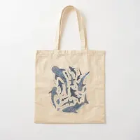 Monochrome Blue Watercolour Shark Ocean Kjn Canvas Bag Unisex Handbag Fabric Ladies Tote Grocery Fashion Printed Casual 1