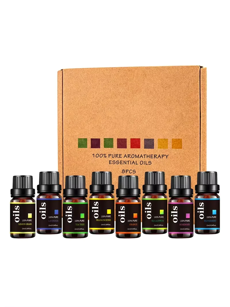 GZE Essential Oils Top 8 Gift Set Pure Essential Oils for Diffuser Humidifier Massage Skin Hair Care