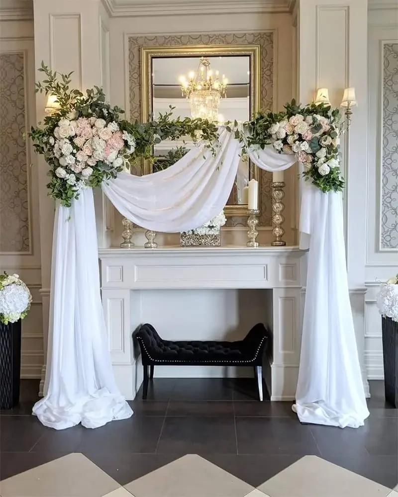 Sheer Curtain Wedding Arch Drapping Fabric Sheer Chiffon Backdrop Curtain Drapery Ceremony Reception Swag Hanging Decoration sheer curtains decor curtains