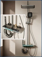Brass Valve Body Smart Digital Display Bathroom Luxury Shower Set 4 Function Piano Key Wall Mount Hot Cold Shower Faucet System 1