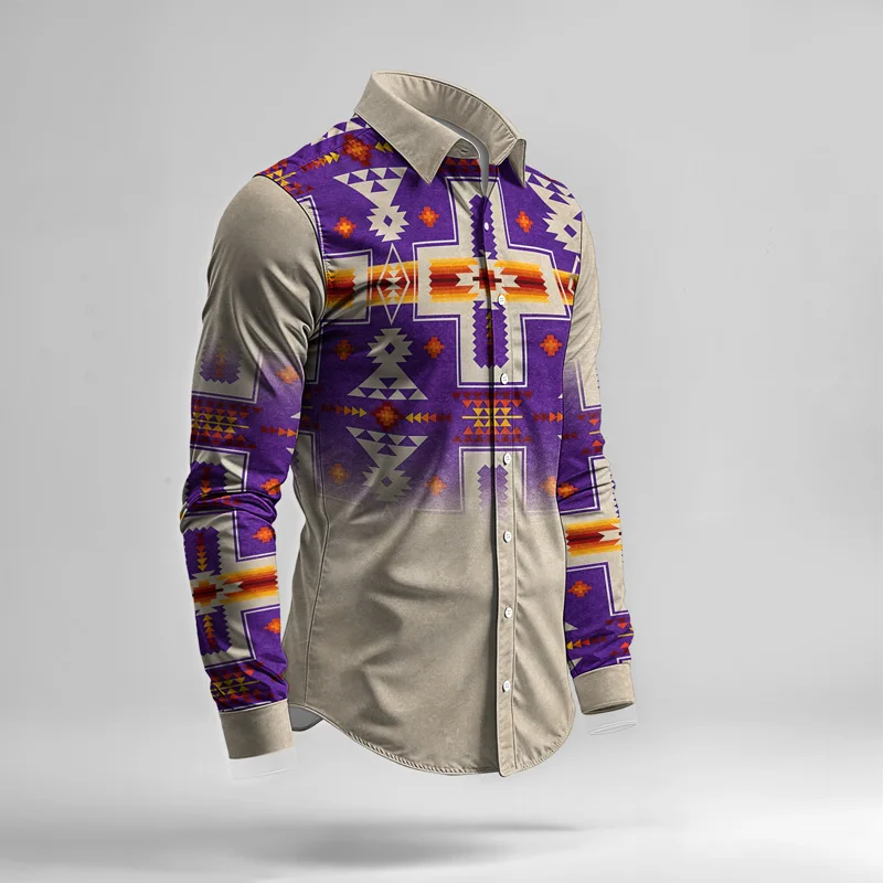 2025 Spring/Summer Fashion Men's Set Printed Simple Long Sleeve Suit Slim Fit Breathable Cotton Blended Casual Wear Resistant Fa_voghion.com