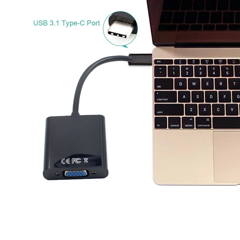 USB-C 어댑터 케이블용 USB 3.1 C 타입, VGA 수-VGA 암 비디오 전송 컨버터, 1080P 맥북 12 인치
