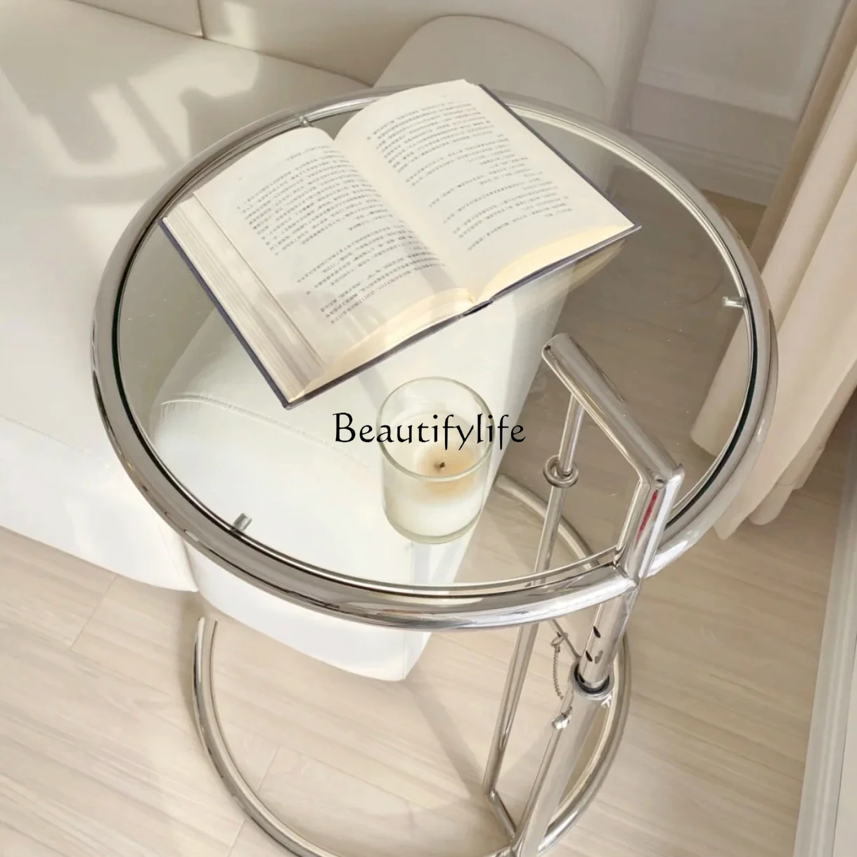 

Lifting Glass Coffee Table Modern Light Luxury Sofa Side Table Transparent Coffee Table