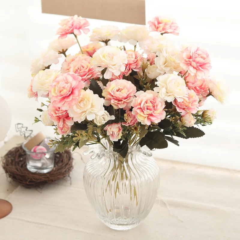 6PCSPeonyFlowersWhiteBigBouquetArtificialSilkCheapFakeFlowers