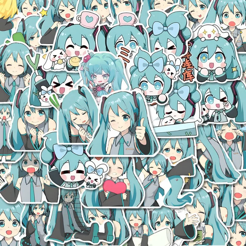 Adorable Hatsune Miku Emoticon Sticker Pack - Creative Waterproof Decoration