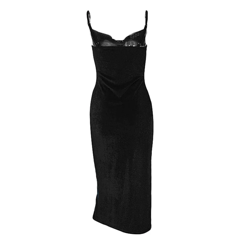 Vestidos elegantes con abertura alta para mujer, vestidos sexis ajustados sin mangas con tirantes finos, vestidos de fiesta de noche, ropa de club