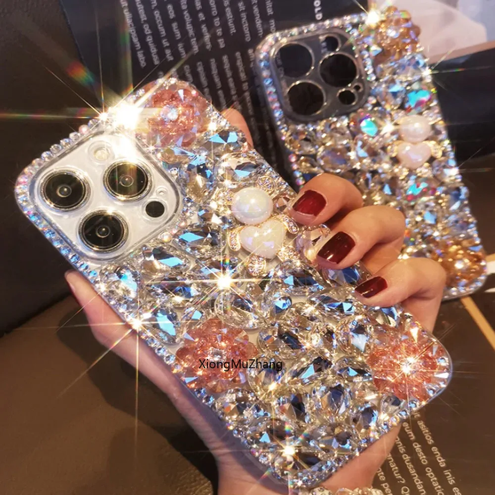 Glitter Water Rhinestone Case for Xiaomi Poco M6 Pro M5 M4 M3 Pro M2 for Poco X3 NFC X4 X5 X6 F6Pro F5 F4 Chain Cover
