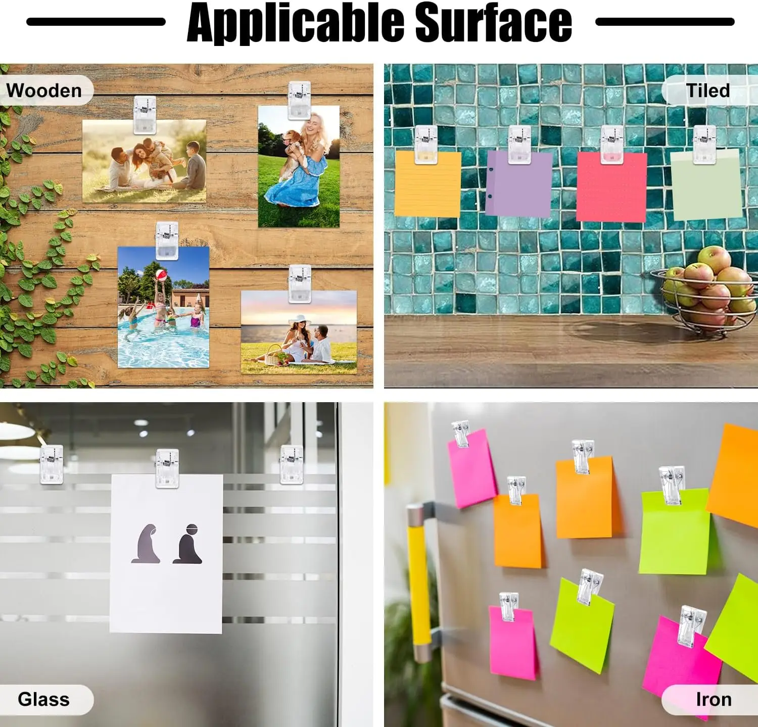 Self-Adhesive Clips Plastic Clear Wall Clips Sticky Hanging Photo Poster for Office Home 10/20/30Pcs
