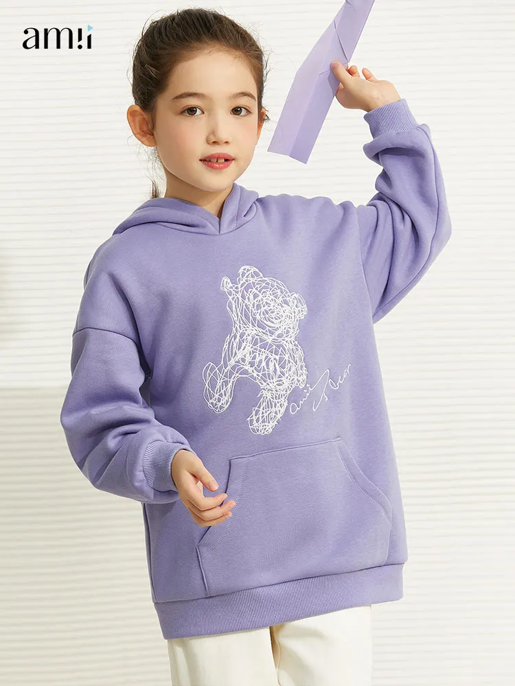 

amii kids Girls Hoodies Winter Embroidery Hooded Pullover Thicken Sweatshirt Children Tops Teenager Girl Casual Clothes 22130158