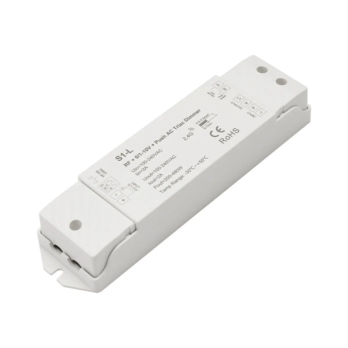 AS62 AC110V-220V RF+0/1-10V + 푸시 AC 트라이액 디머 S1-L 1채널 디밍 가능 단일 색상 백열등 LED 디머