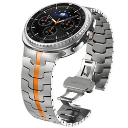 Premium Stainless Steel Metal Strap - Elegant Bracelet Wristband for Watch 8 Classic 46mm (Titanium orange)