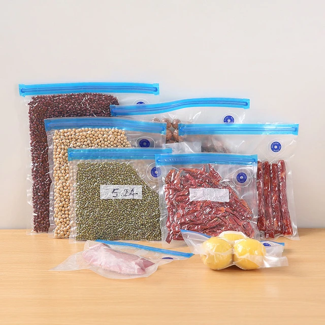 10Pcs Vacuum Sealed Food Bags Food Storage Bag with Sealing Pump