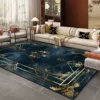 Light Luxury Dark Blue Marble Carpet Living Room Decoration Sofa Coffee Table Area Rugs Non-slip Home Bedroom Washable Floor Mat 3