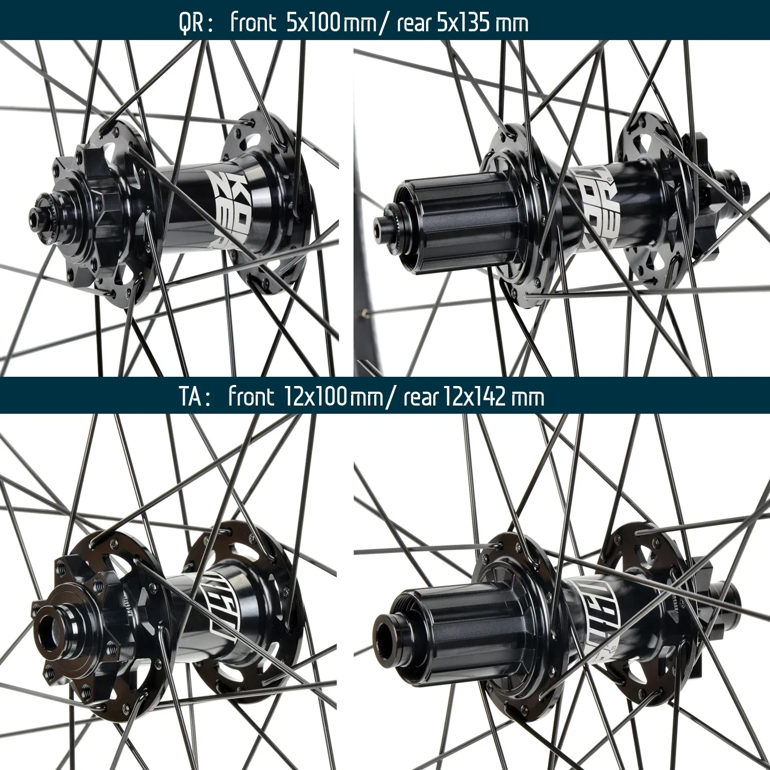 Bike Wheelset KOOZER CX1800 Gravel Road 700C Cyclocross Tubeless Ready Precision Hand-Built 72HD Engagement