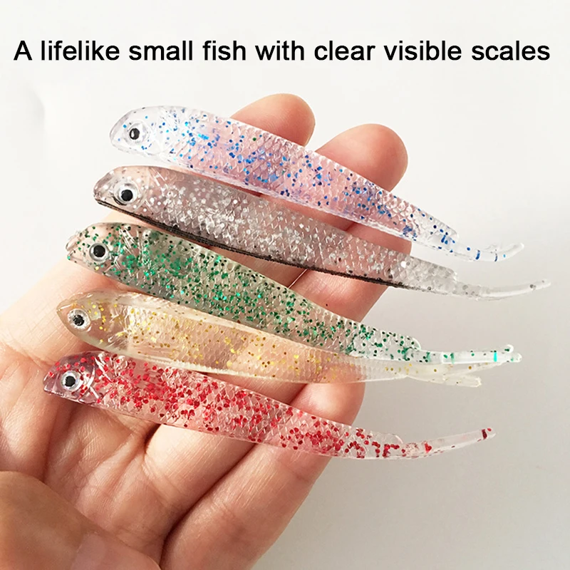 

Lifelike Soft Fishing Lure Fork Tail Worm Bait Shiner Artificial Silicone Pike Bass Jig Swimbait Jigging Wobbler 1pc