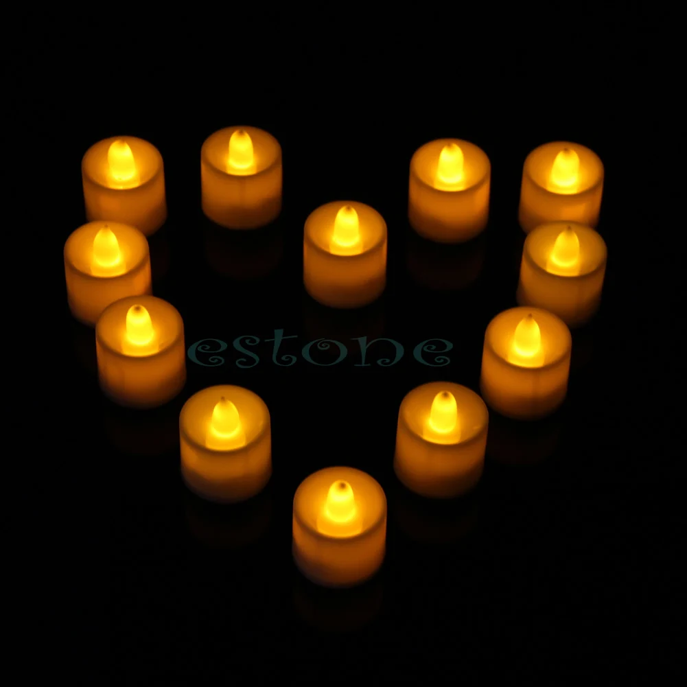 

12 New Flickering Flicker Light Flameless LED Tealight Tea Candles Wedding Light New