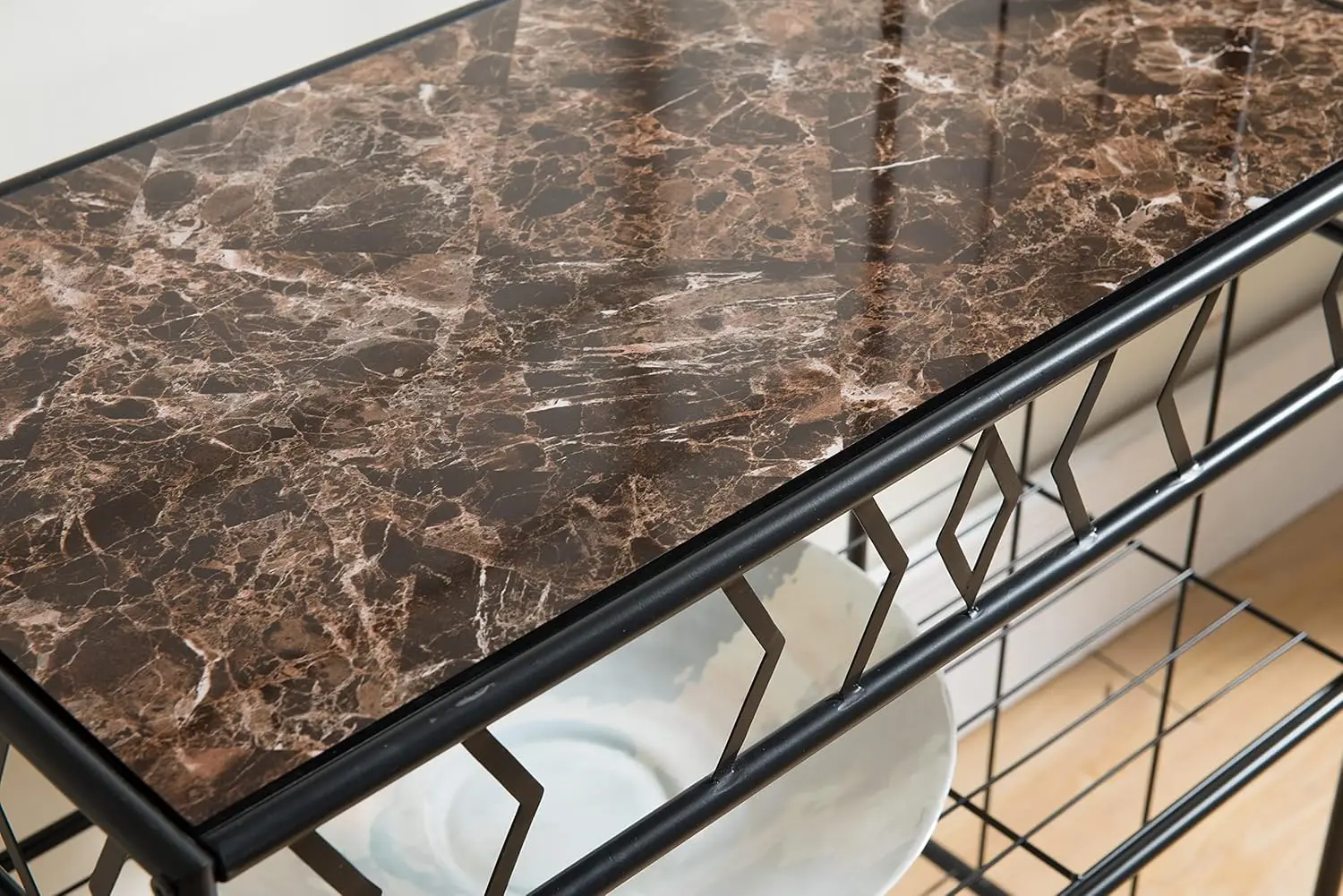 Freestanding Wine Rack Table, Liquor Bar Cabinet with Wine Storage - Holds 24 Bottles and Glasses Holder