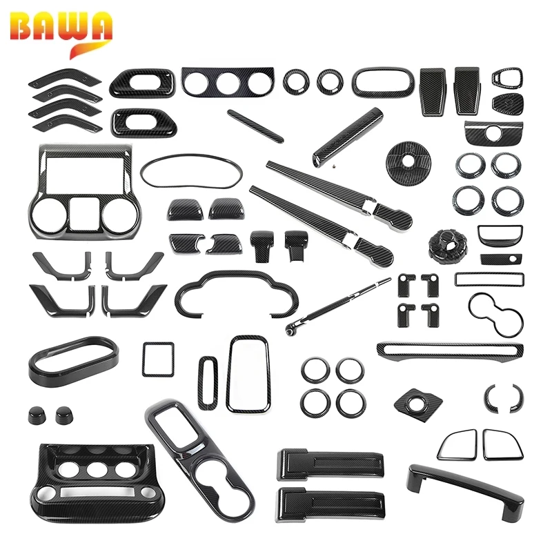 BAWA 탄소 섬유 그레인 자동차 센터 콘솔 대시 보드 장식 커버 지프 랭글러..