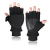 Winter warm Gloves Fingerless Convertible Thermal Mittens Gloves Windproof Polar Fleece Warm men women double-layer Flap Gloves 2