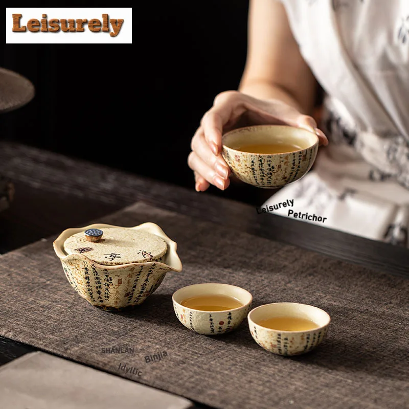 Blue And White Firestone Red Tea Set Complete Set Luxury Tea Ceremony Set Tea Soaking Teapot And Tea Cup Set Tea Services Craft