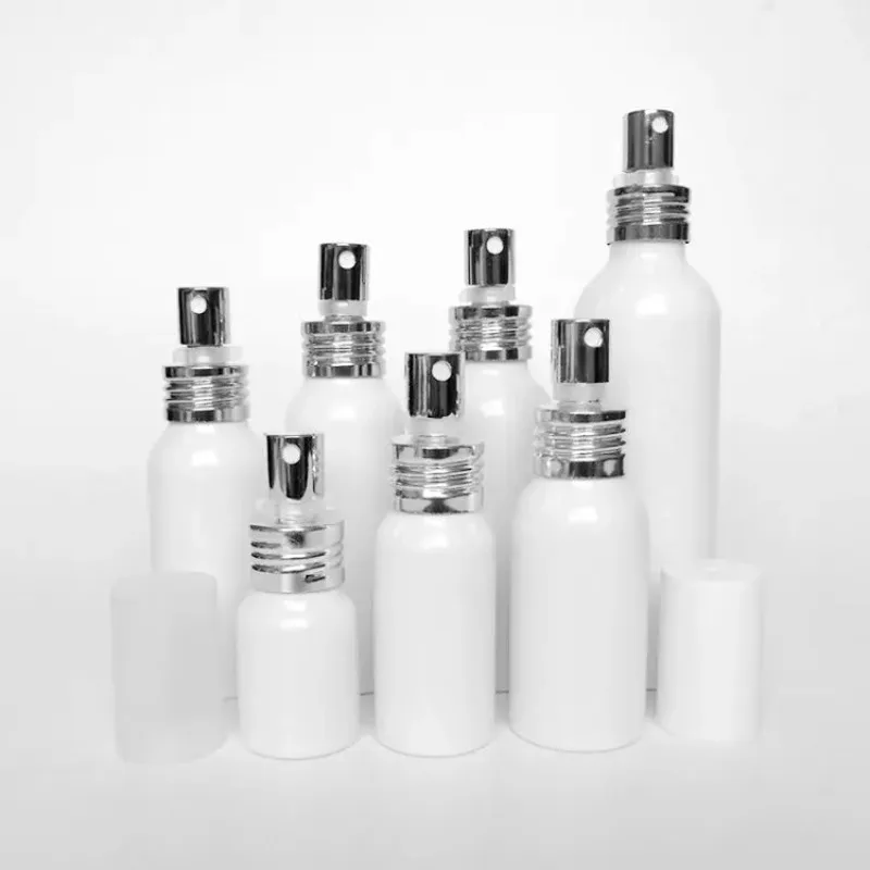 

2pcs 20/30/50/60/80/100/150ml Aluminum White Empty Spray Bottle Fine Mist Refill Cosmetic Spray Jar Sample Subpackage Bottles