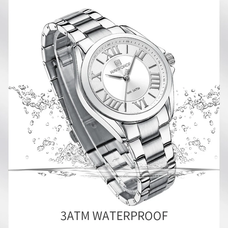 NAVIFORCE Women Watch Stainless Steel Bracelet Clock Luxury Elegant Quartz Ladies  Waterproof Wristwatches Relogio Feminino