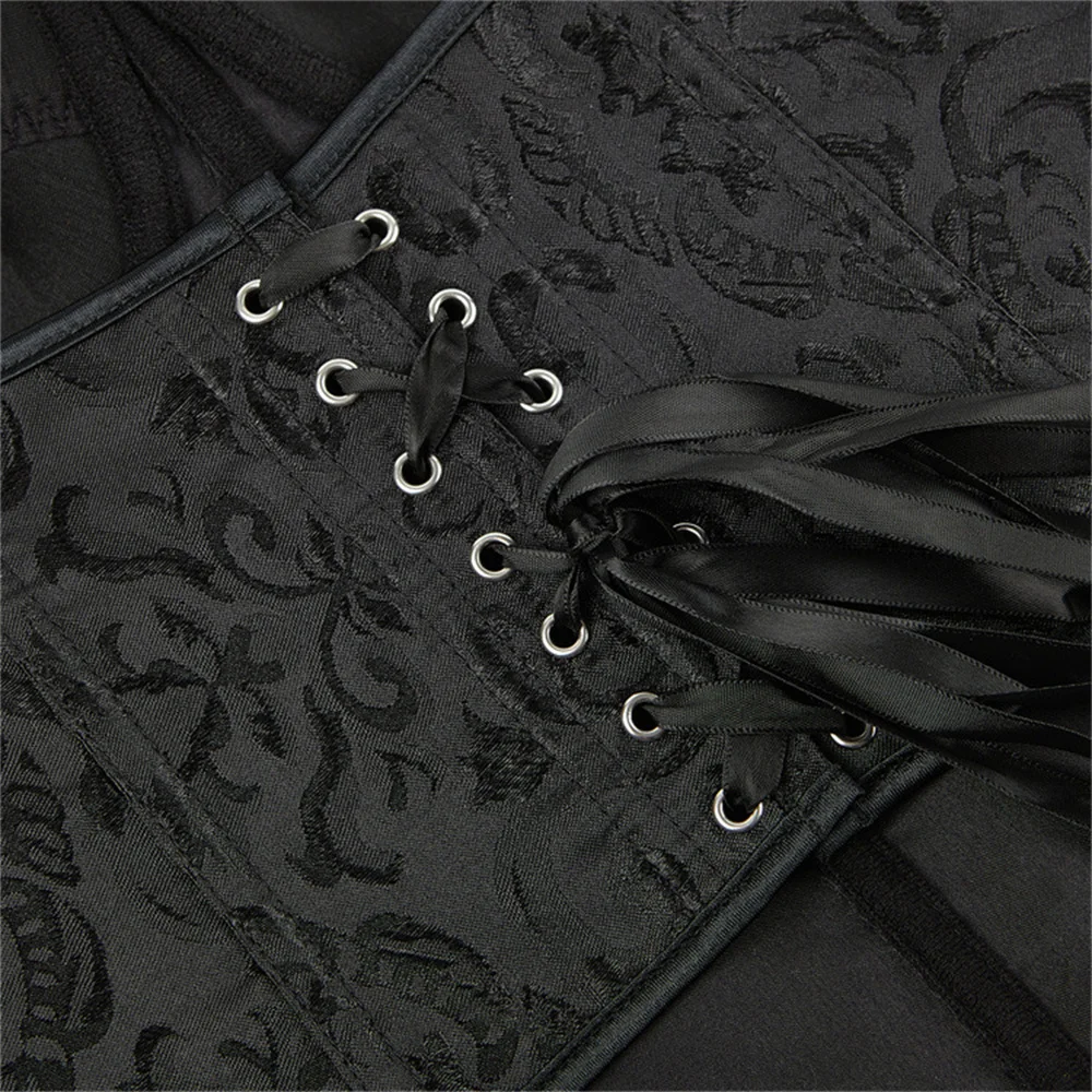 Women's Corset Black Jacquard Steampunk Overbust Corset  With Straps Pull-up With Adjustable Strap Corset Gothic Bustier Top
