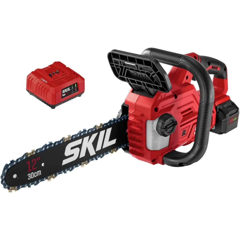 SKIL PWR CORE 20 Brushless 20V 12'' Handheld Lightweight Chainsaw Kit with Tool-free Chain Tension & Auto Lubrication, Includes