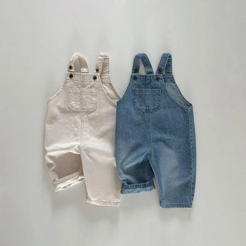 Autumn Baby Denim Overalls Boy Girl Solid Casual Sleeveless Jumpsuit