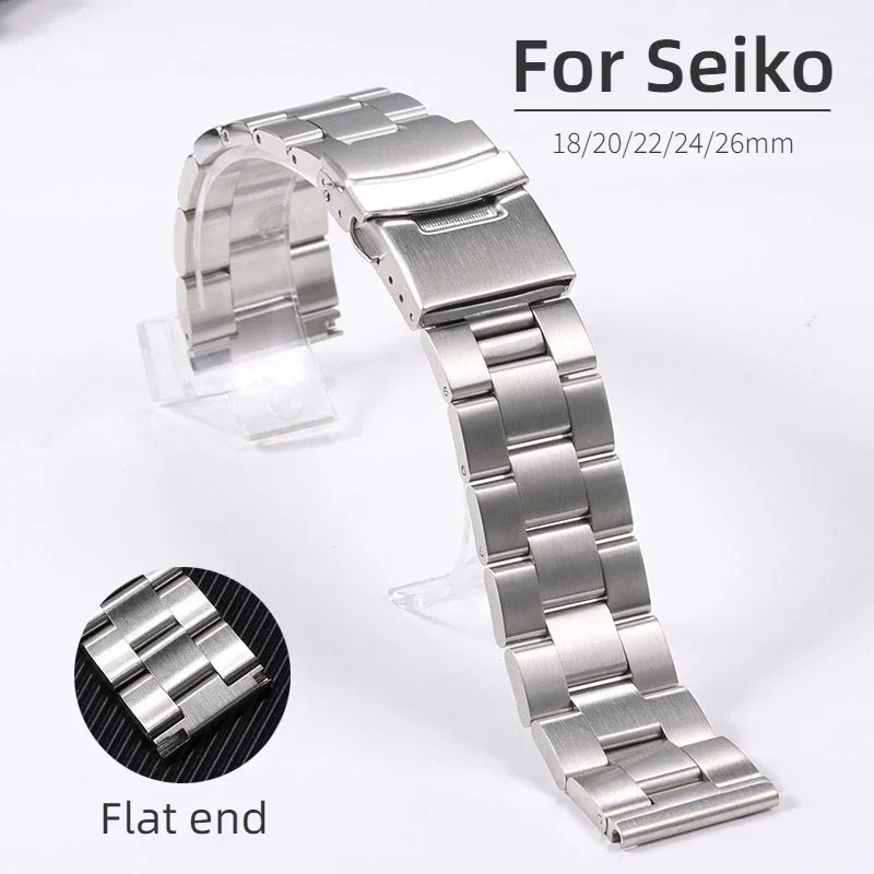 

For Seiko SKX007 009 Watchband 18/20/22/24/26mm 316L Stainless Steel Strap Flat End Diving Oyster Strap Solid Bracelet