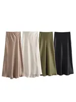 HH Women Elegant Solid Satin Long Skirt Chic Y2K High Waist Slim Skirts Female Fashion Silk Texture Ladies Tight Midi Skirt - Image 6