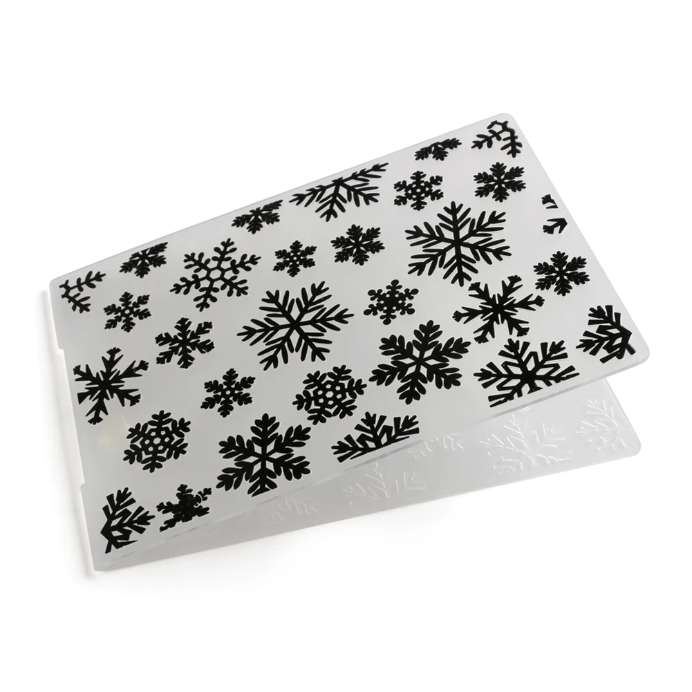 Plastic Embossing Folders 14.4x10.5x0.2cm DIY Plastic Die Art Crafts Album Decoration Snowflake Pattern for Christmas Decoration