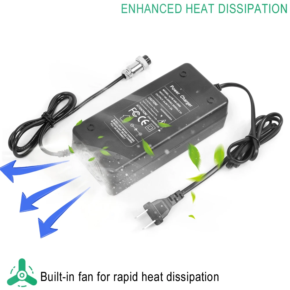 High-Efficiency 54.6V 2A Lithium Battery Charger for Electric Scooters and Bicycles