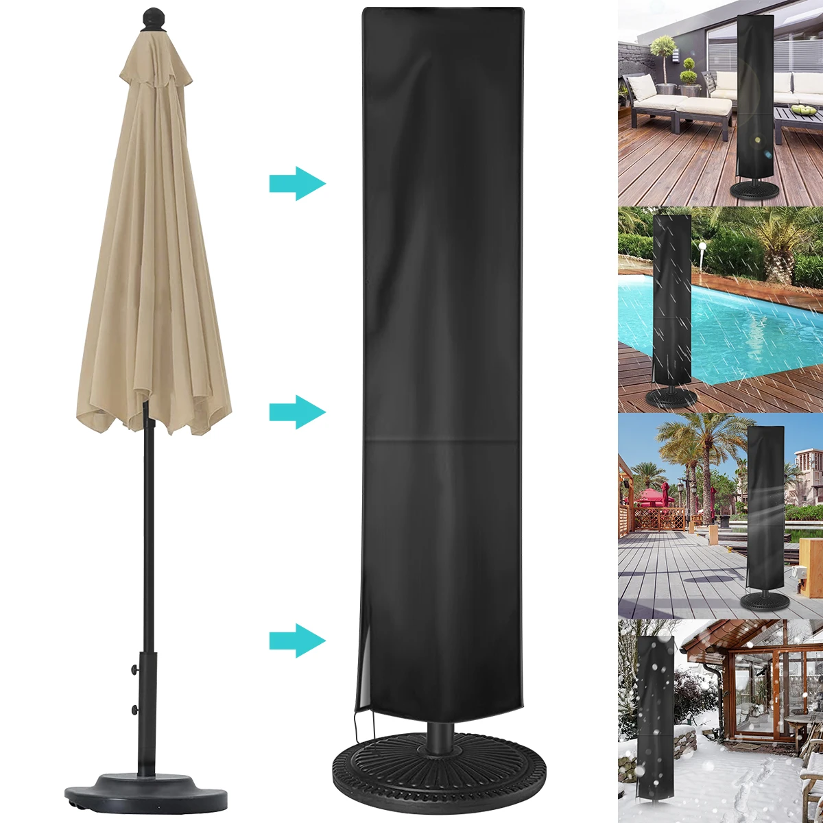Umbrella Cover 210D Oxford Cloth Waterproof Outdoor Sunshade Garden Patio Parasol Rain Accessories 1pc