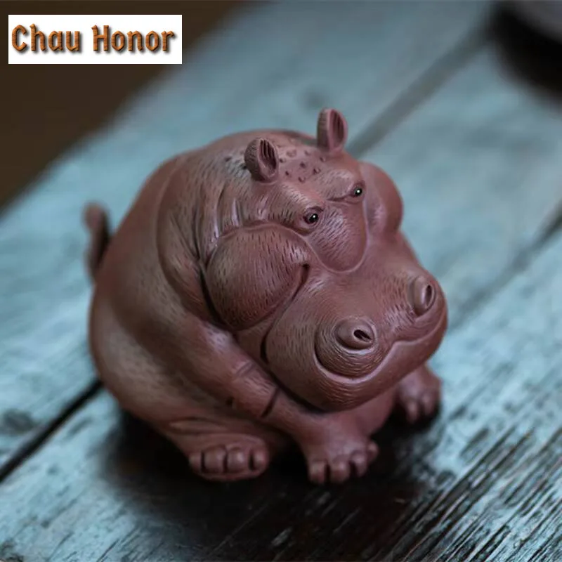 High-end Yixing Raw Ore Zisha Hippo Tea Pet Handmade Household Tea Table Decoration Supplies Chinese Tea Ceremony Gift Packaging