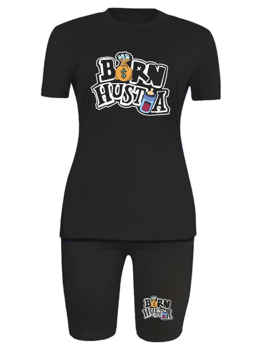 LW Plus Size matching sets Letter Print Shorts Set Pullover short sleeve T-shirt + short sets summer casual Tracksuit women's